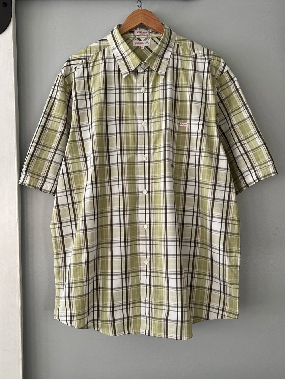 Vintage Ecko Unltd Men’s 3XL Button Up Short Sleeve Shirt Green Plaid 90's Y2K